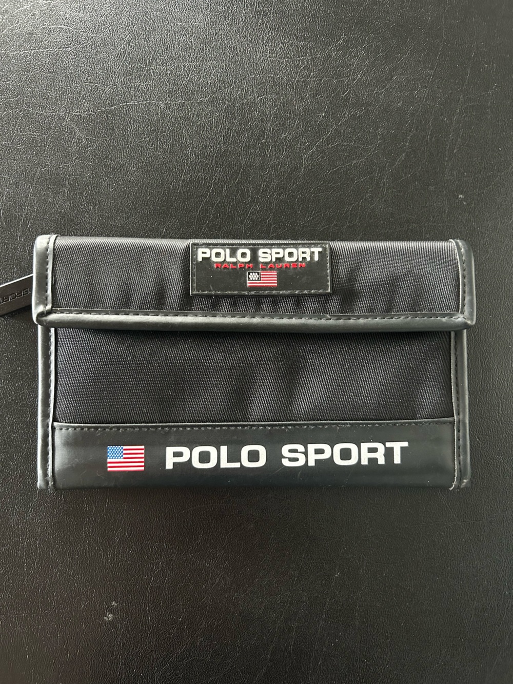 Ralph Lauren Polo Sport Black Wallet with American Flag Accent